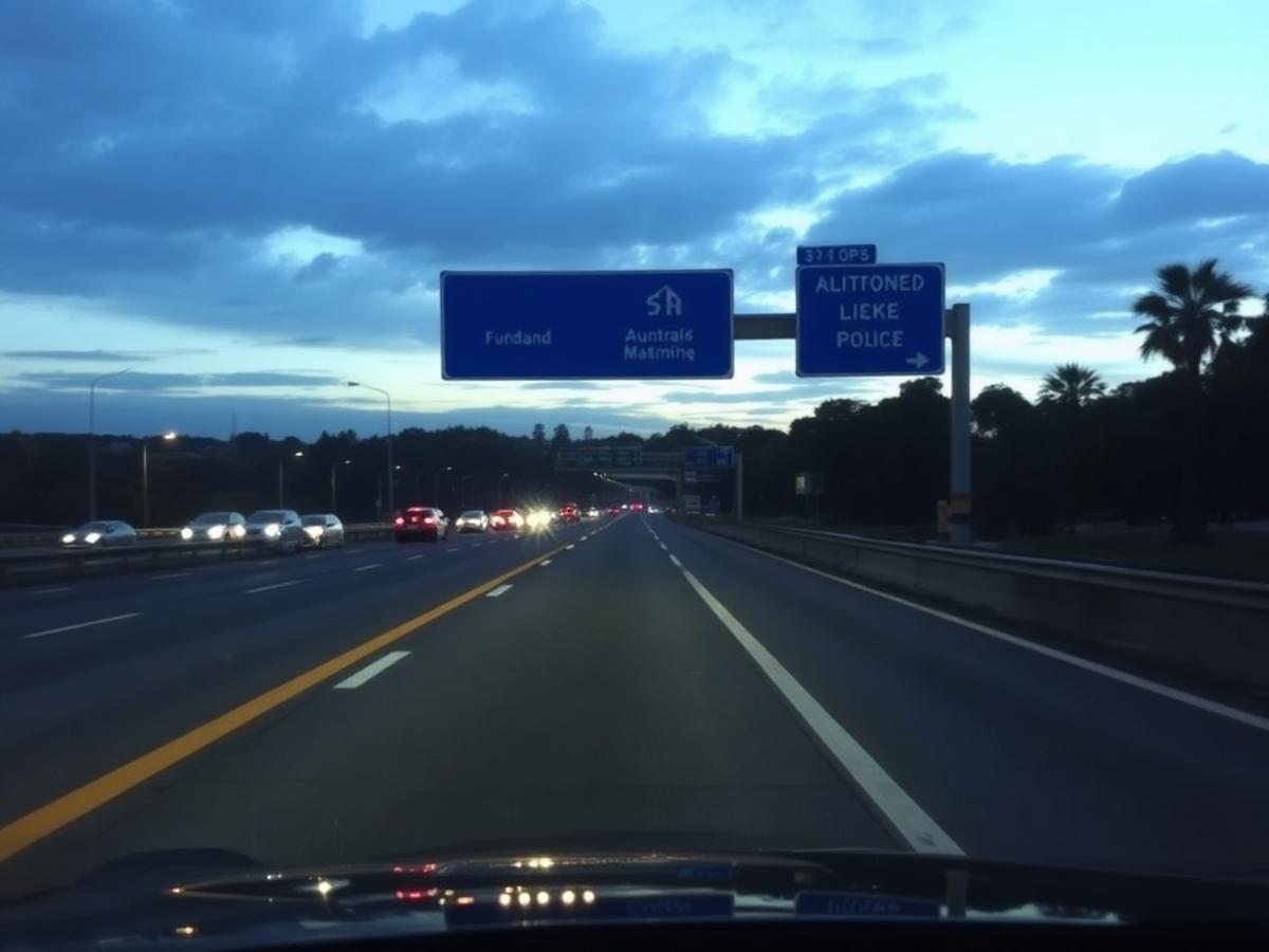 Sydney motorway at dusk representing NSW traffic and licence matters
